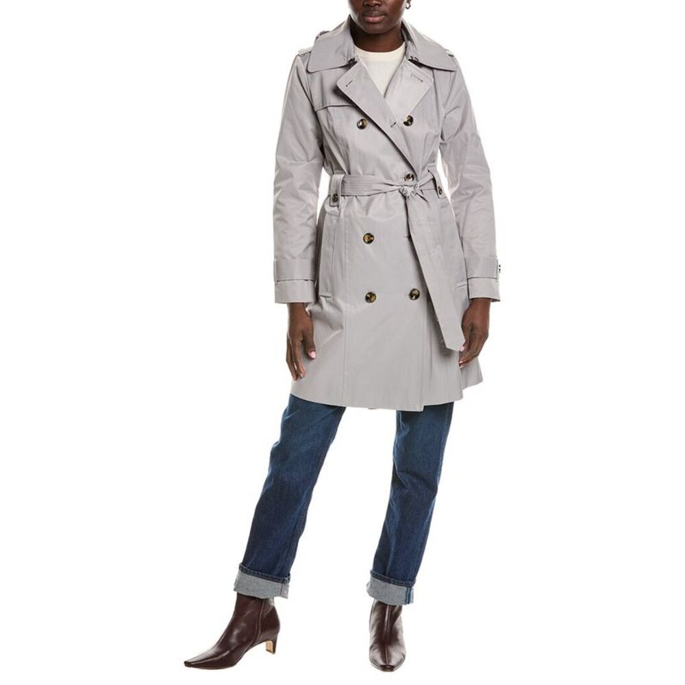 London Fog Womens Medium Trench Coat, Grey